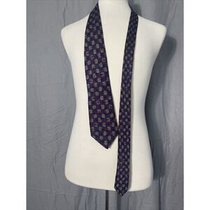 Vintage Mens J. Z. Richards Deep Red Blue Geo Multi‎ Necktie Business Preppy